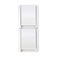 Блок вертикальный 2 розетки (керамика) INDUSTRIAL IP54 с заземлением, о/у, белый KRANZ KR-78-0801 1