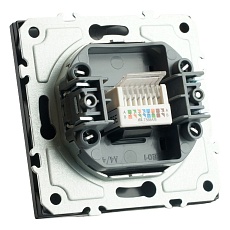 Розетка компьютерная 1-местная RJ-45 (механизм), STEKKER, серия Эмили, RST00-5117-05, черный уголь, soft touch 49847 1