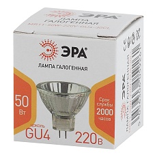 Лампа галогенная ЭРА GU4 50W 3000K прозрачная GU4-MR11-50W-220V-30 CL Б0044095 1