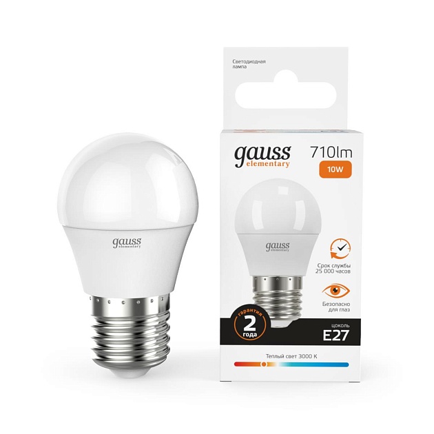 Лампа светодиодная Gauss E27 10W 3000K матовая 53210 Фото № 2