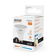 Лампа светодиодная Gauss GU10 5.5W 3000K матовая 13616 1