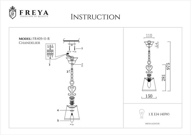 Подвесной светильник Freya Driana FR2405-PL-01-BZ Фото № 2