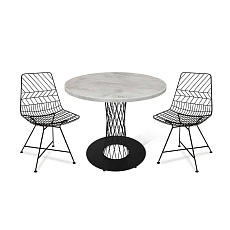 Обеденная группа Sheffilton SHT-DS152 черный муар/бетон светлый/черный 6285201801