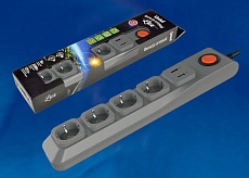 Сетевой фильтр Uniel 4гн х 3м с/з Lux S-GSL5-3U Grey UL-00001761 1