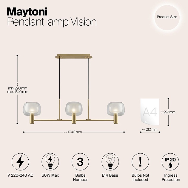 Подвесная люстра Maytoni Vision MOD411PL-03G Фото № 8