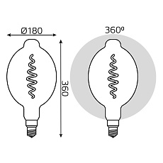 Лампа светодиодная филаментная Gauss E27 8,5W 1800K серая 152802005 2