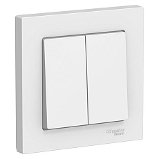 Выключатель двухклавишный Systeme Electric AtlasDesign 10A 250V белый ATN000152