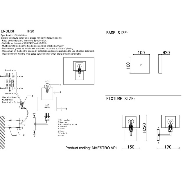 Бра Crystal Lux Maestro AP1 Gold Фото № 2