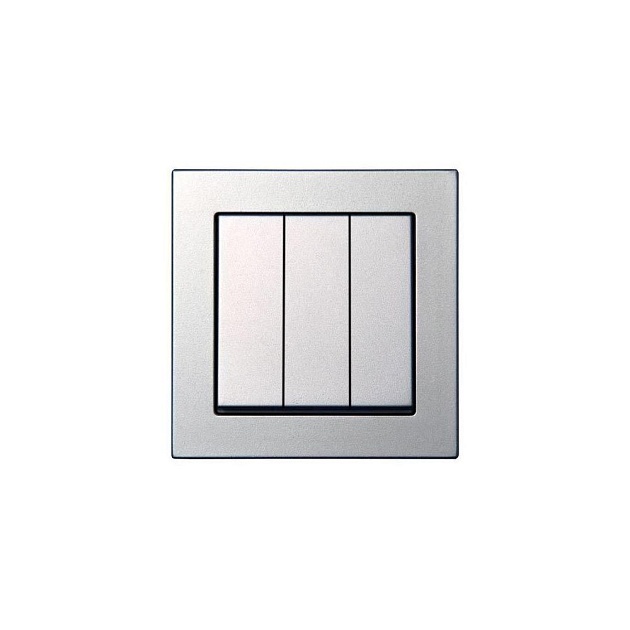 Выключатель трехклавишный Liregus Epsilon серебро 28-174 изображение 1 Выключатель трехклавишный Liregus Epsilon серебро 28-174 Фото № 1