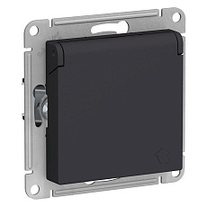 Розетка 2К+З Systeme Electric AtlasDesign 16A 250V со шторками и крышкой карбон ATN001046