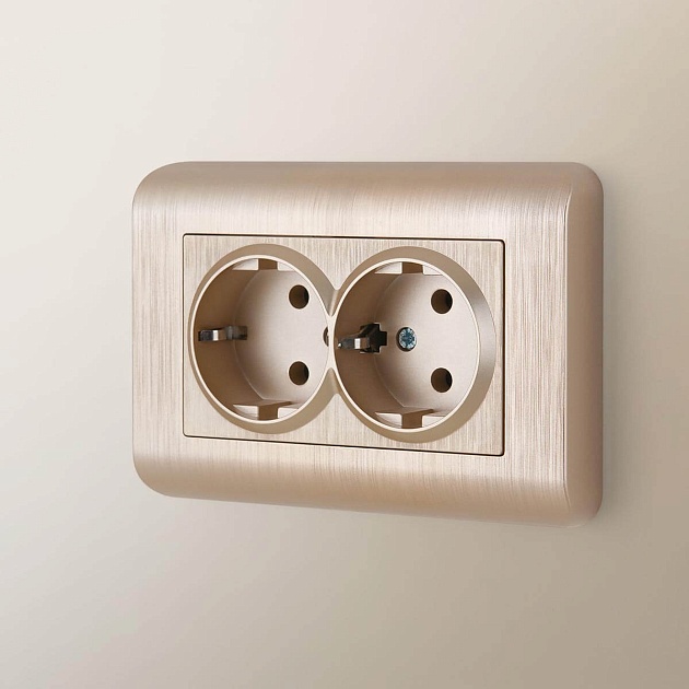 Розетка двойная Werkel шампань рифленый W1172010 4690389160585 изображение 2 Розетка двойная Werkel шампань рифленый W1172010 4690389160585 Фото № 2