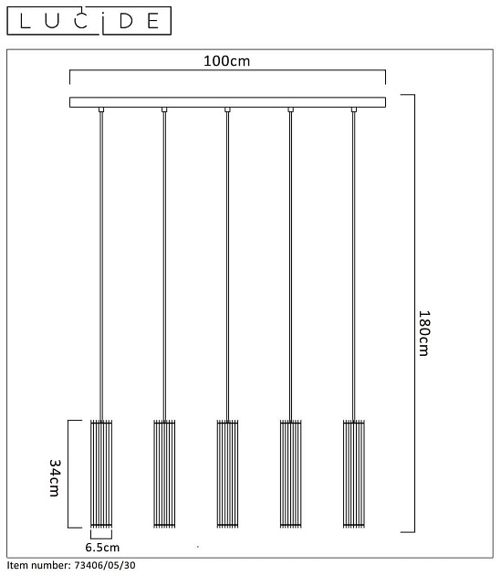 Подвесной светильник Lucide Lionel 73406/05/30 изображение 7 Подвесной светильник Lucide Lionel 73406/05/30 Фото № 7