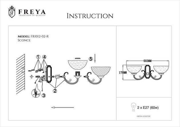 Бра Freya Herbert FR2012-WL-02-BZ изображение 2 Бра Freya Herbert FR2012-WL-02-BZ Фото № 2