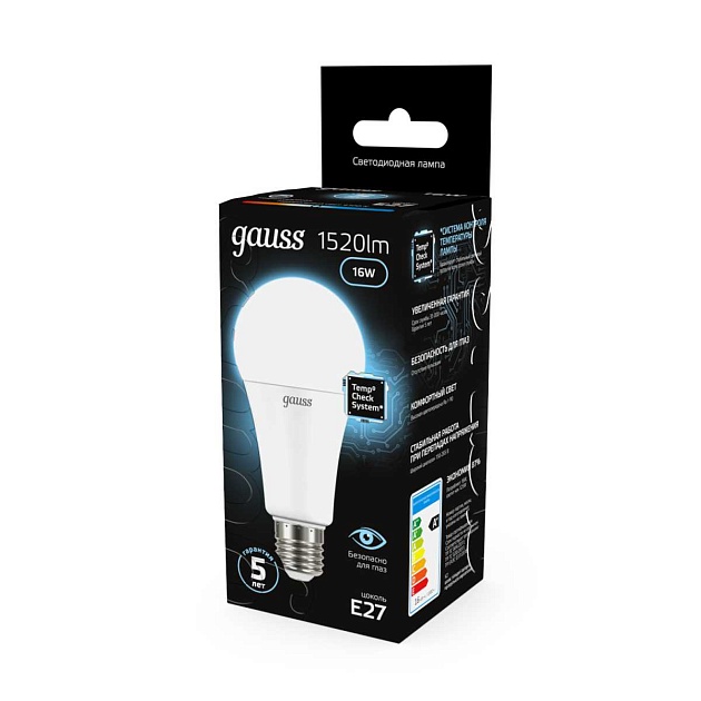 Лампа светодиодная Gauss E27 16W 4100K матовая 102502216 Фото № 3