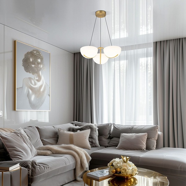 Подвесная светодиодная люстра Eurosvet Emisfero 50083/3 LED золото изображение 9 Подвесная светодиодная люстра Eurosvet Emisfero 50083/3 LED золото Фото № 9