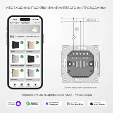Сенсорный выключатель двухклавишный Werkel (Умный дом) с подсветкой шампань W4523011 a064146 3