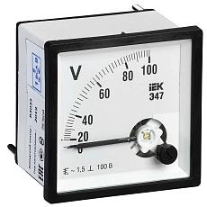 Вольтметр аналоговый Э47 100В класс точности 1,5 72х72мм IEK IPV10-6-0100-E