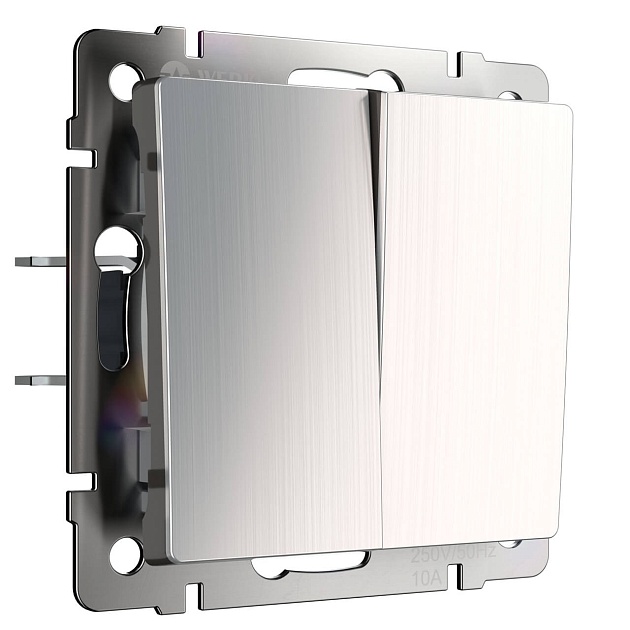 Выключатель двухклавишный Werkel глянцевый никель W1120002 4690389157882 изображение 1 Выключатель двухклавишный Werkel глянцевый никель W1120002 4690389157882 Фото № 1