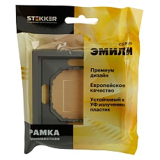 Рамка STEKKER, PFR00-5001-10 1-местная, серия Эмили, платиново-серый, soft touch 49962 1