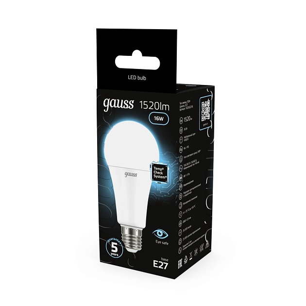 Лампа светодиодная Gauss E27 16W 4100K матовая 102502216 Фото № 2