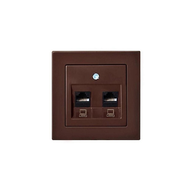 Розетка 2хRJ45 Liregus Epsilon коричневый 28-1451 Фото № 1