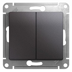 Выключатель двухклавишный Systeme Electric Glossa 10A 250V графит GSL001351