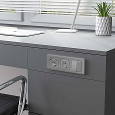 Выключатель двухклавишный Werkel (cеребряный рифленый) W1122009 4690389159626 2