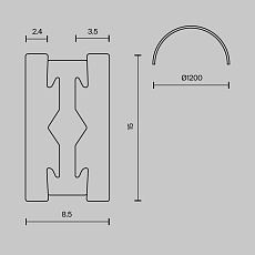 Шинопровод круглый из полукругов 1200мм Maytoni Technical FLARITY Busbar trunkings Flarity TRX154-2SR-D1200-B 2