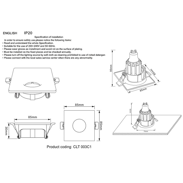 Встраиваемый светильник Crystal Lux CLT 003С1 WH Фото № 2