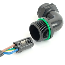 Соединитель-коннектор LD543 3-контактный угловой с винтовым контактом IP68, черный 5