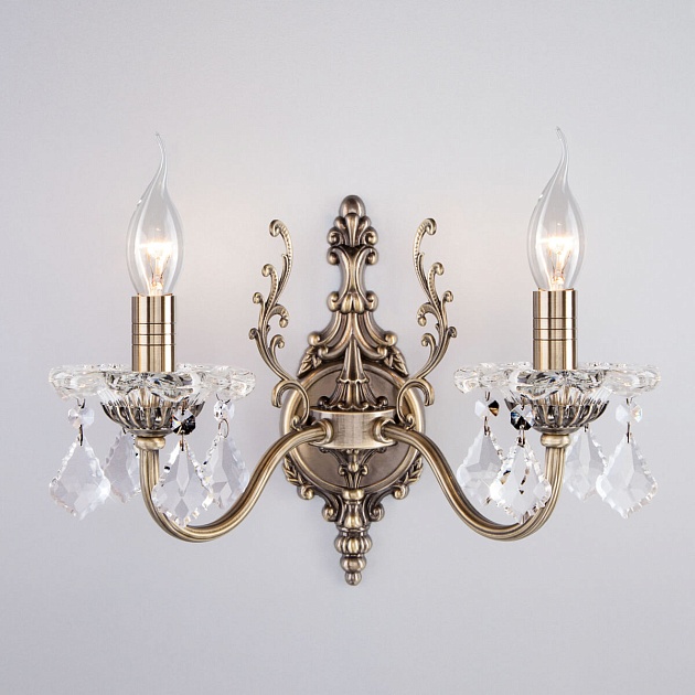 Бра Eurosvet 3281/2 античная бронза/прозрачный хрусталь Strotskis Фото № 1