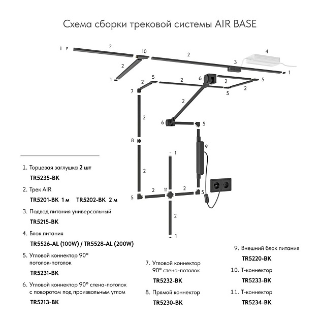 Шинопровод Denkirs Air Base TR5201-BK Фото № 2
