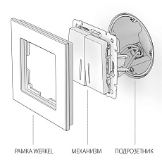 Выключатель Werkel двухклавишный с подсветкой cеребряный рифленый W1120109 4690389159619 1