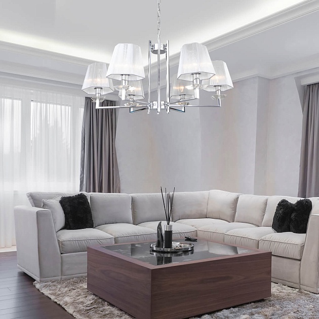 Подвесная люстра Eurosvet Alegria 60125/6 хром Smart изображение 3 Подвесная люстра Eurosvet Alegria 60125/6 хром Smart Фото № 3