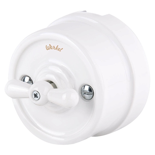 Переключатель-выключатель Werkel одноклавишный Retro белый W5612001 4690389166709 Фото № 1