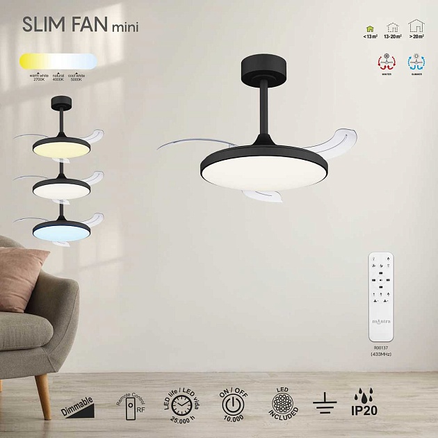 Люстра-вентилятор Mantra SLIM FAN mini 9056 изображение 8 Люстра-вентилятор Mantra SLIM FAN mini 9056 Фото № 8
