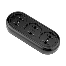 Колодка 3 гнезда карболитовая б/з 16 А, черная Rexant 11-8979 2