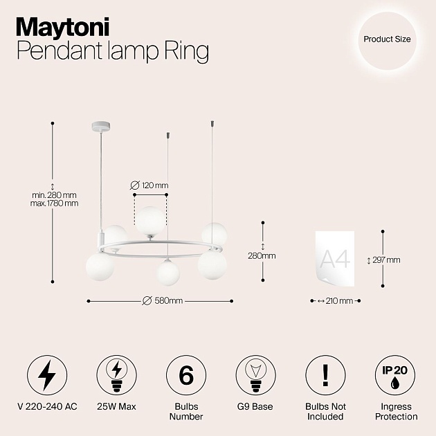 Подвесная люстра Maytoni Ring MOD013PL-06W Фото № 2