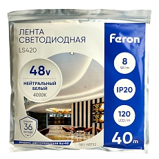 Светодиодная лента Feron 8W/m 120LED/m 2835SMD дневной белый 40M LS420 48792 1