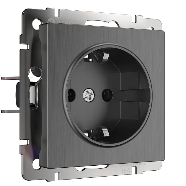 Розетка с заземлением Werkel графит рифленый W1171004 4690389158629 Фото № 1