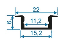Профиль встраиваемый с рассеивателем черный 2м. Apeyron 08-02-Ч 1