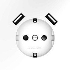 Розетка встраиваемая Voltum S70 с заземлением и защитными шторками, 16А, с USB, A+A, (белый матовый) VLS040402