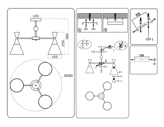 Потолочная люстра Ambrella light Traditional Modern TR3169 изображение 6 Потолочная люстра Ambrella light Traditional Modern TR3169 Фото № 6
