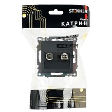 Розетка телевизионная TV + компьютерная RJ-45 Stekker Катрин GLS00-7106-05 черная 49182 2