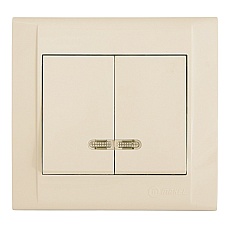 Выключатель Makel 2-кл. СП Defne 10А IP20 с подсветкой крем. 42010023