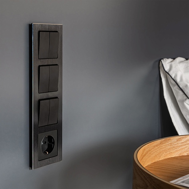 Выключатель Werkel двухклавишный проходной черный матовый W1122008 4690389156724 Фото № 6