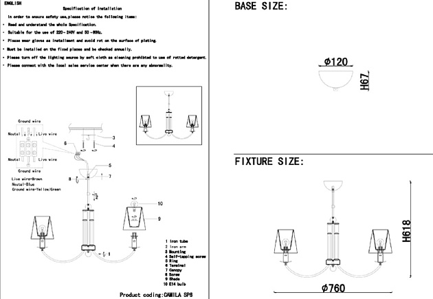 Подвесная люстра Crystal Lux Camila SP6 Gold Фото № 3
