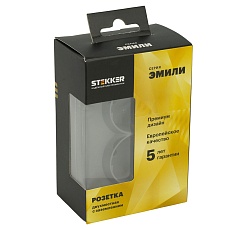 Розетка 2-местная с защитной шторкой, STEKKER, с/з, 250В, 16А, серия Эмили, RST16-5114-10, платиново-серый, soft touch 49960 2