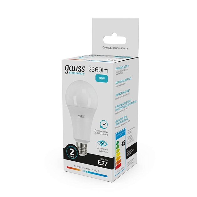 Лампа светодиодная Gauss E27 30W 4100K матовая 73229 Фото № 2