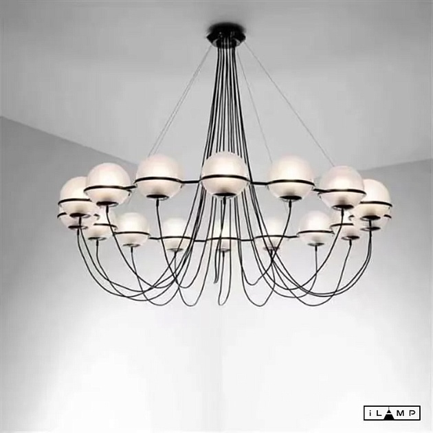 Подвесная люстра iLamp Globe 10346P/16 BK-WH изображение 3 Подвесная люстра iLamp Globe 10346P/16 BK-WH Фото № 3